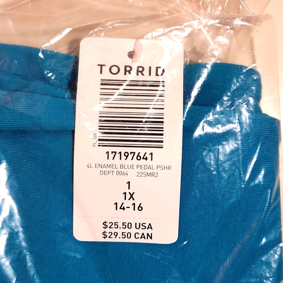 ❤️NWT VINTAGE TORRID LEGGING - BRIGHT BLUE - PEDAL PUSHER - SIGNATURE WAIST 1X - Picture 3 of 10